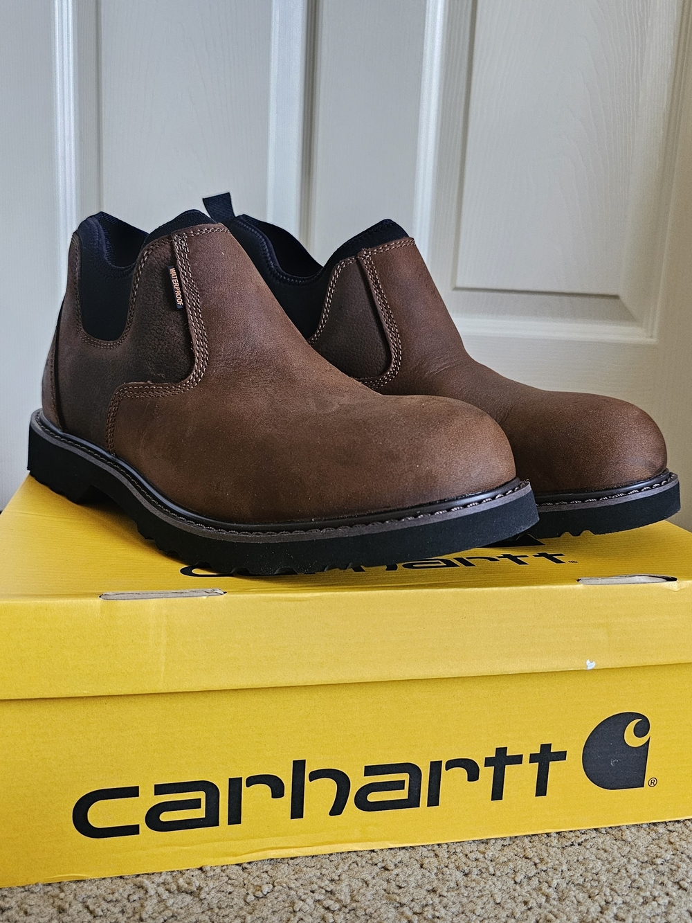 Carhartt Men's Brown Waterproof Chelsea Romeo Work Boots Size 13W NIB